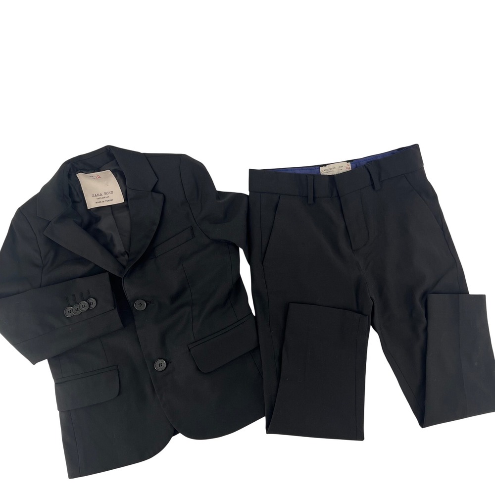 Zara Boys Size 5 Suit Set Black 2-Piece Blazer Trousers Formal Classic Wedding